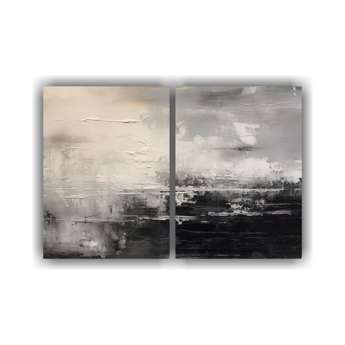 GENERICO - Cuadro Abstracto En Blanco Negro Y Gris Para 60x40 Cm