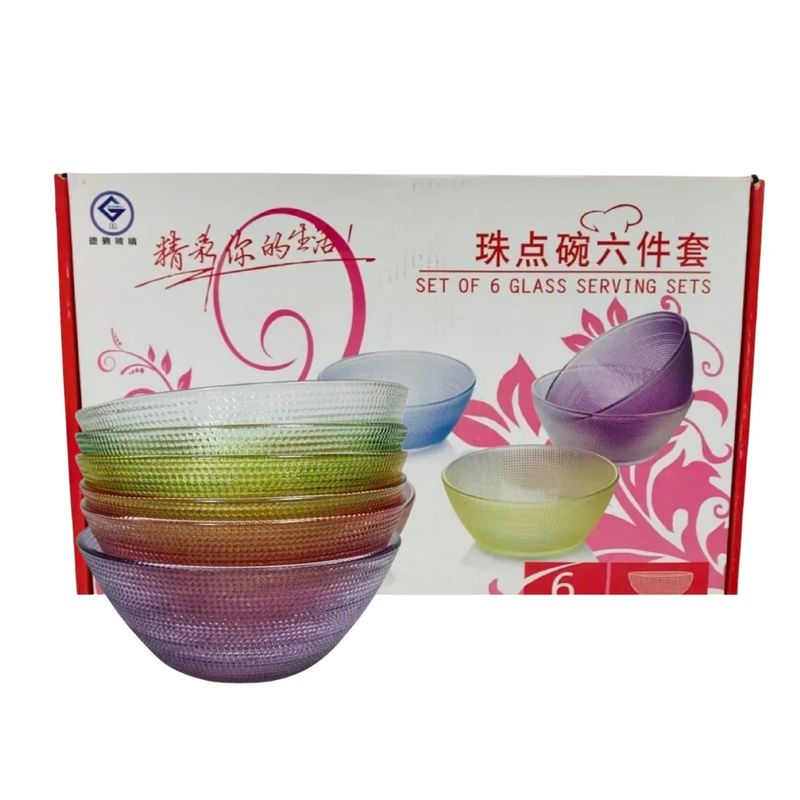 GENERICO - Set X 6 Bowls Compoteras De Vidrio Colores Cristal