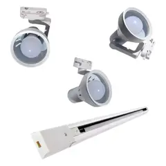 WANT - Lámpara 3 Focos Blancos con Ampolleta 15W Luz Cálida con Riel de 1 mt