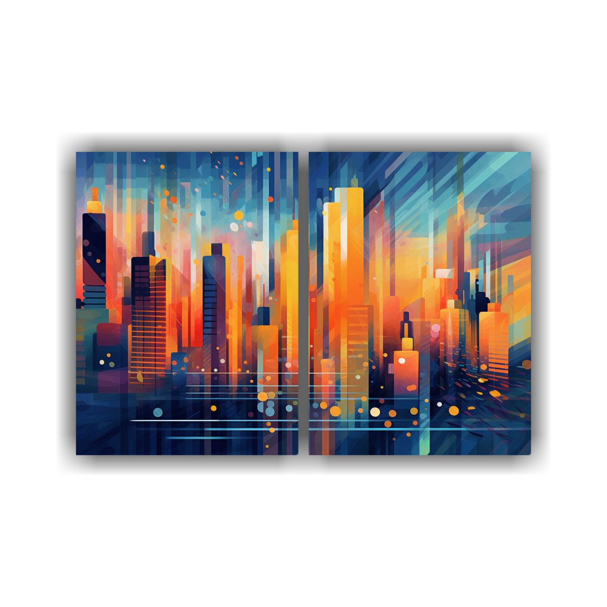 GENERICO - Pintura Abstracta Minimalista De Ciudad Con 60x40 Cm