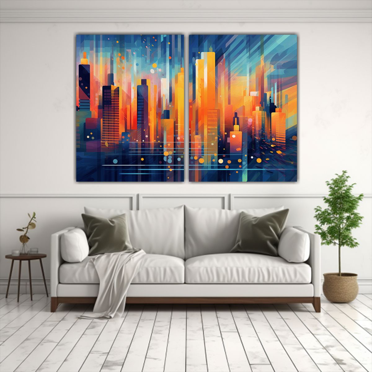 GENERICO - Pintura Abstracta Minimalista De Ciudad Con 60x40 Cm