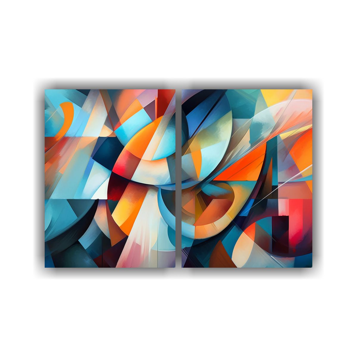 GENERICO - Pintura Abstracta Colorida Con Formas 60x40 Cm