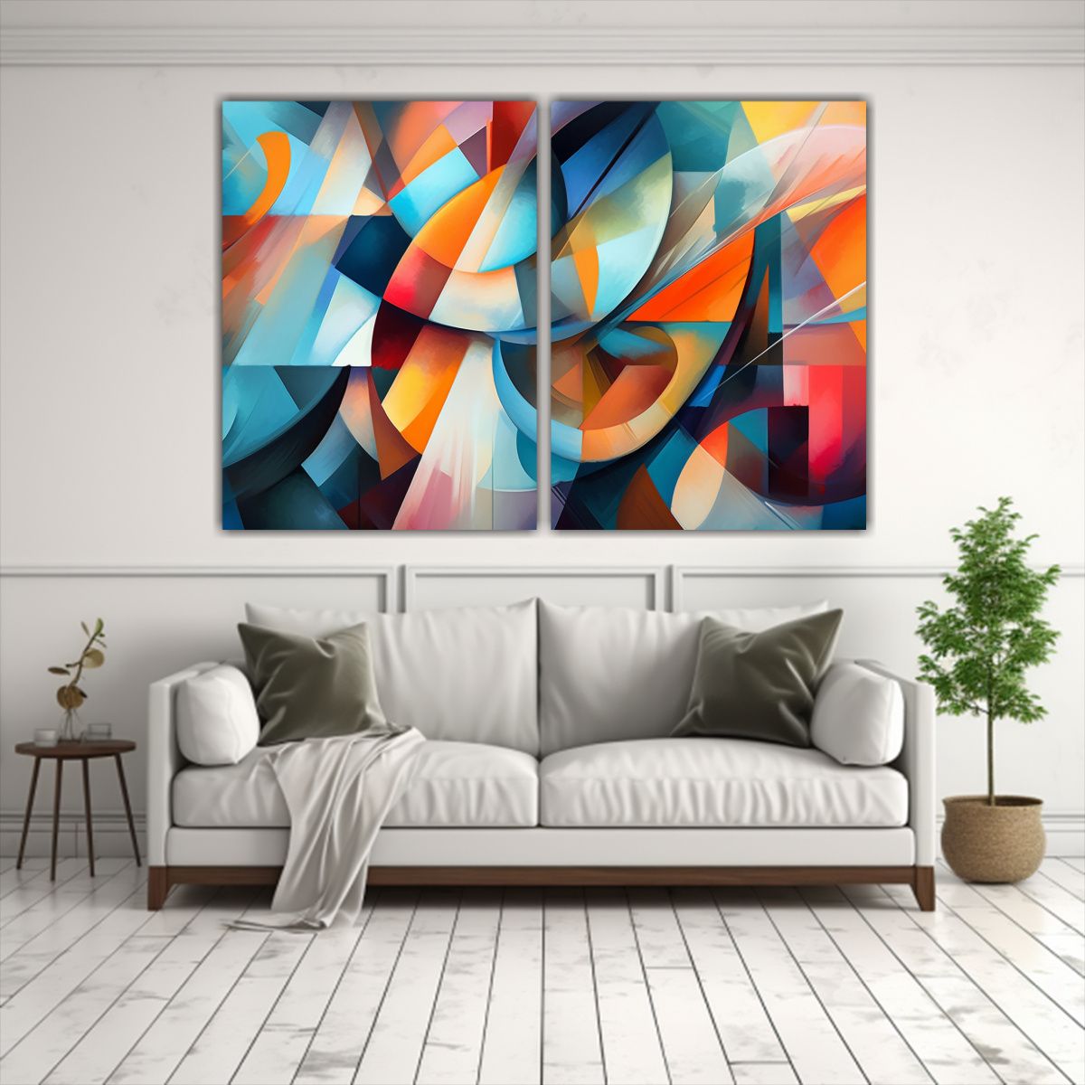 GENERICO - Pintura Abstracta Colorida Con Formas 60x45 Cm