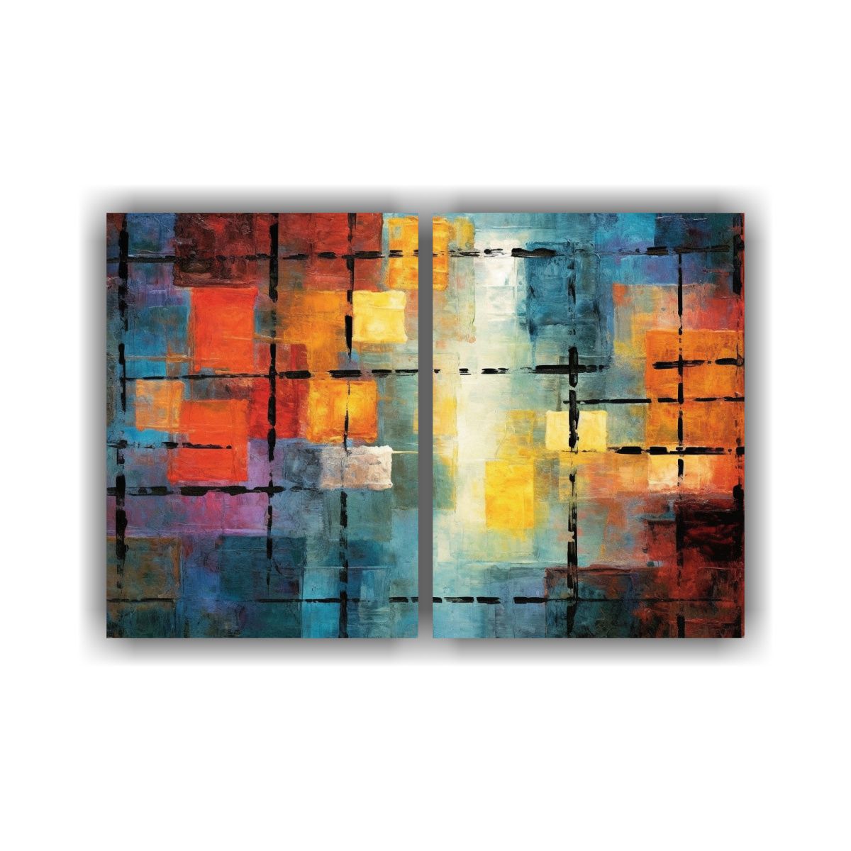 GENERICO - Pintura Abstracta Matemática Floral En Bastidor 60x45 Cm