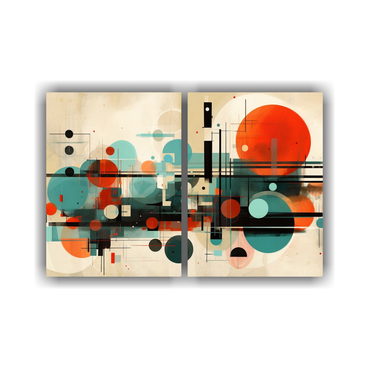 GENERICO - Cuadro Abstracto Geométrico Estilo Oscuro Para 60x40 Cm
