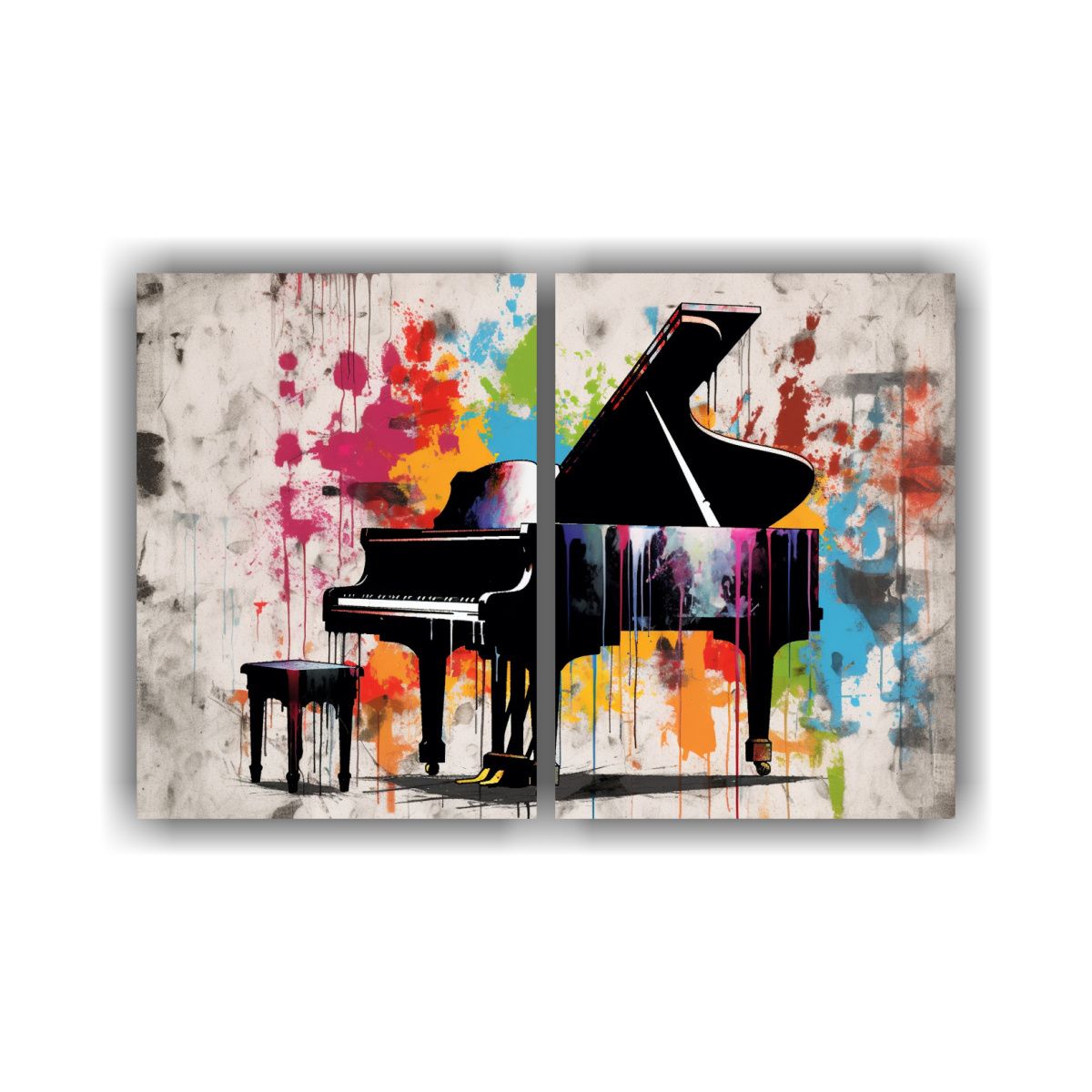 GENERICO - Pintura Decorativa De Piano En Blanco Y Negro Con 60x40 Cm