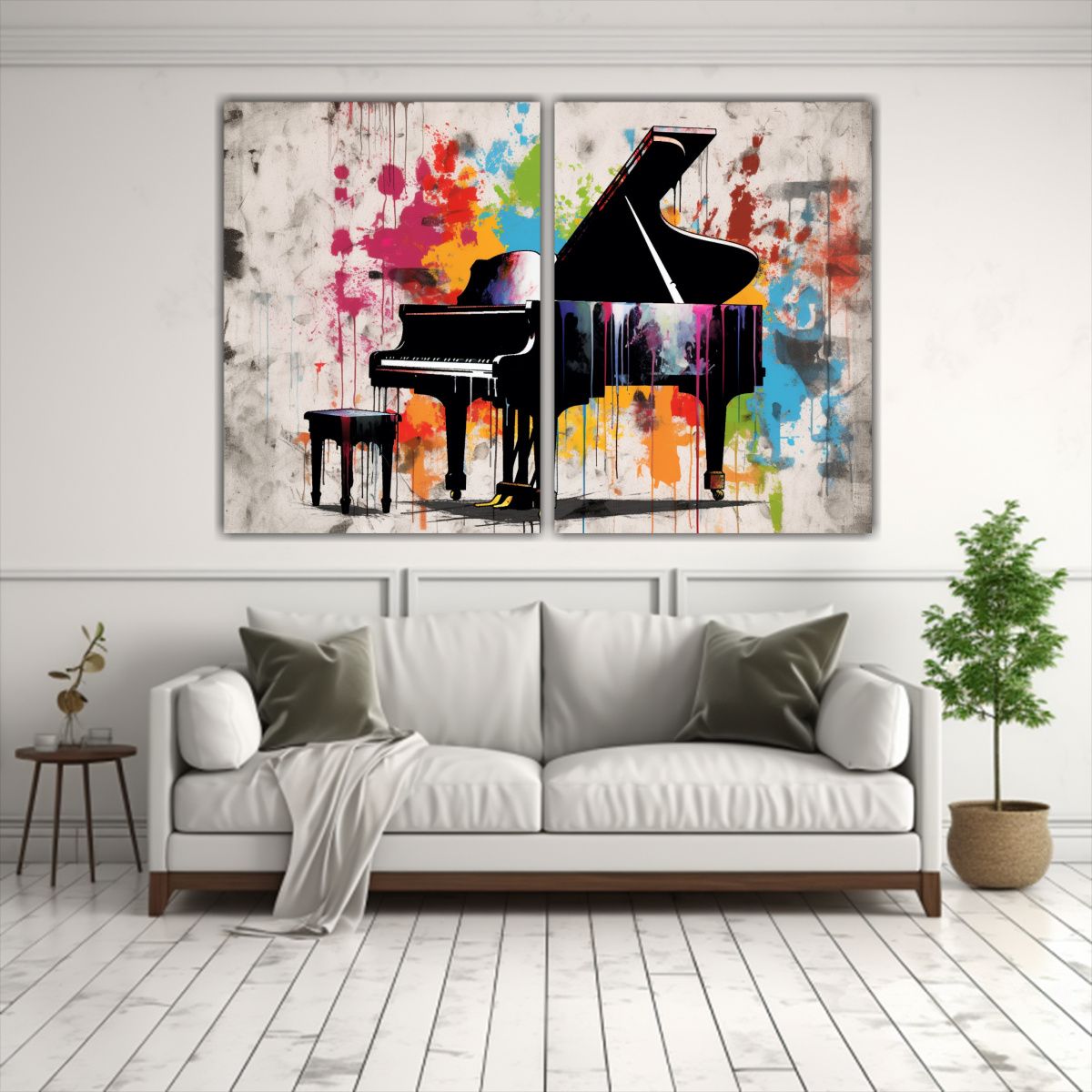 GENERICO - Pintura Decorativa De Piano En Blanco Y Negro Con 60x40 Cm