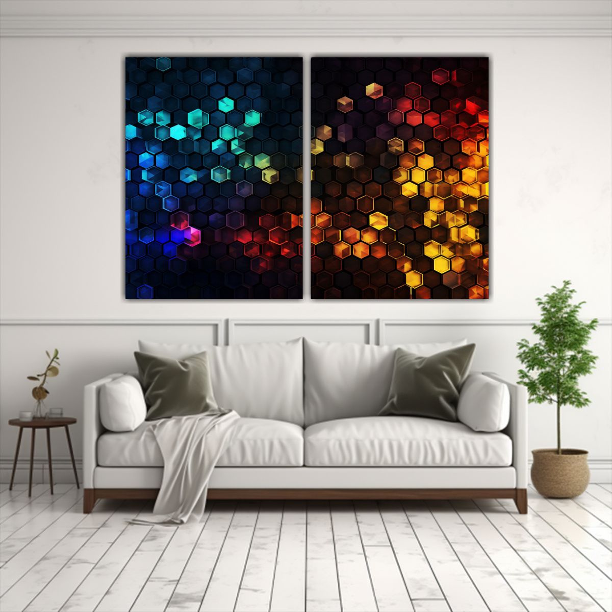 GENERICO - Cuadro Decorativo Luminoso De Mosaico Hexagonal 60x40 Cm