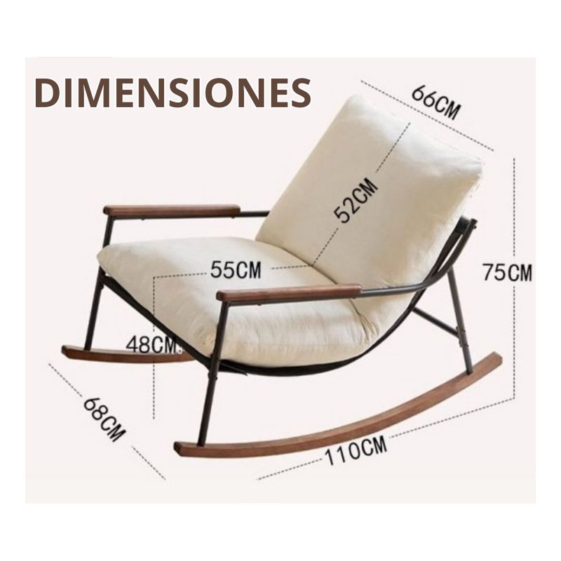 GENERICO - Sillon Sofa Mecedor Madera Y Metal Resistente Grande Comodo