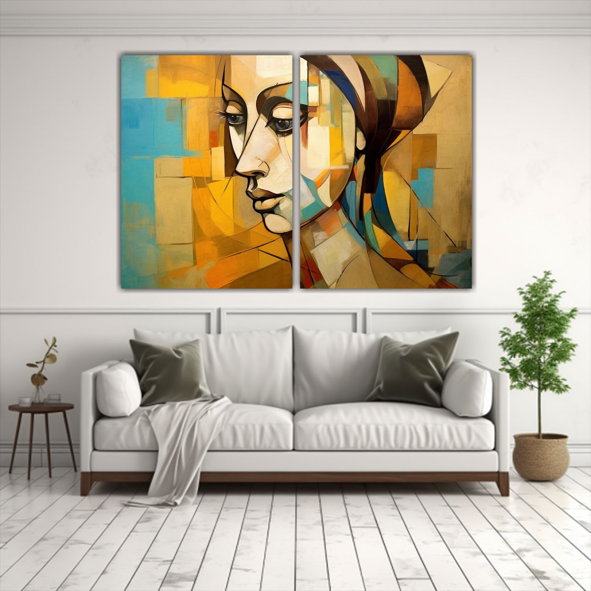 GENERICO - Dos Cuadros Decorativos Estilo Retrato De Mujer 60x40 Cm