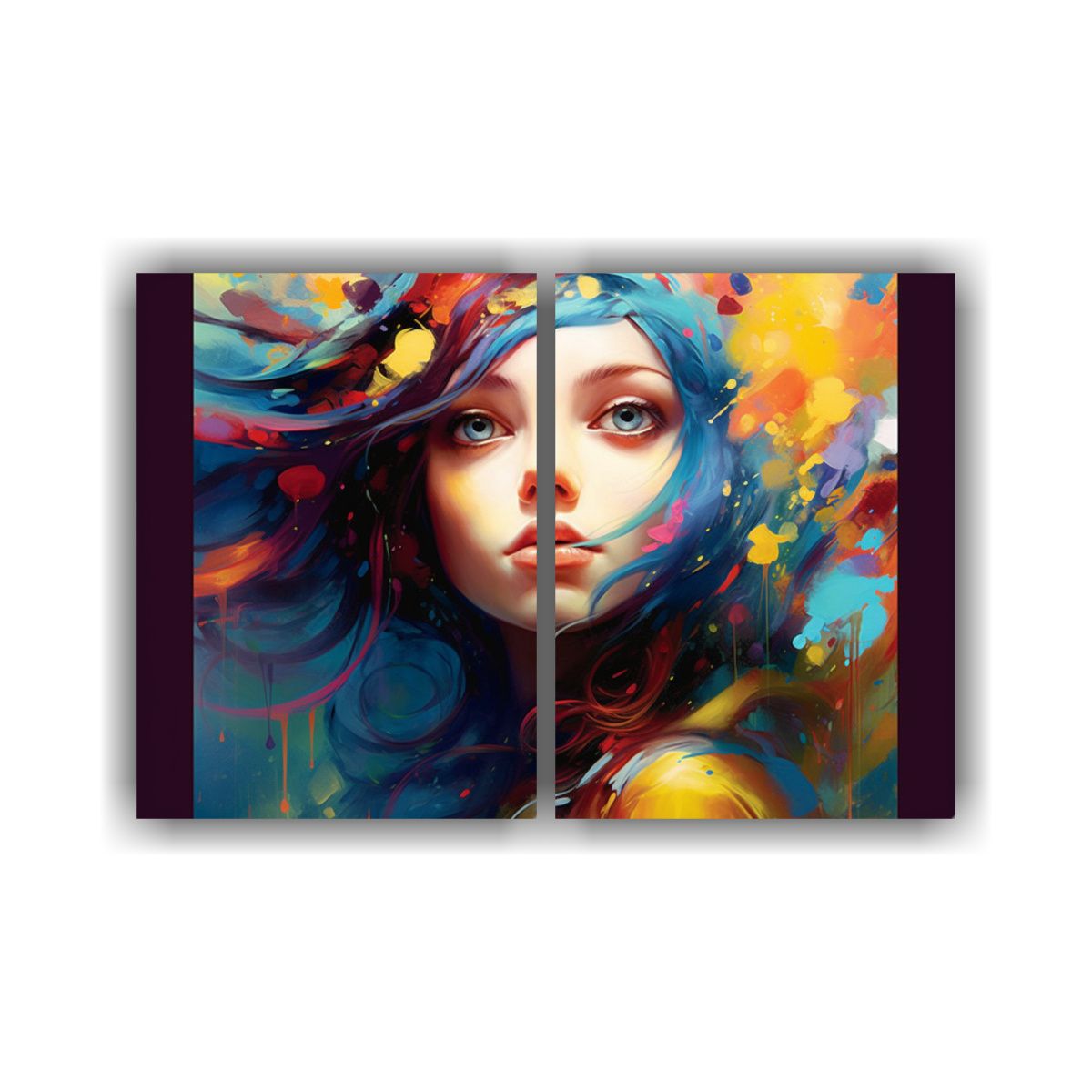 GENERICO - Cuadros Abstractos En Tonalidades Azules Y Doradas 60x45 Cm