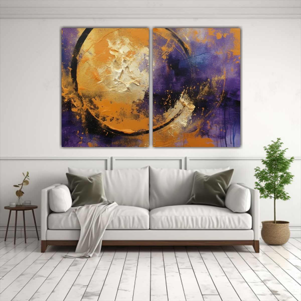 GENERICO - Pintura Abstracta Clásica Set 2 Telas En 60x40 Cm