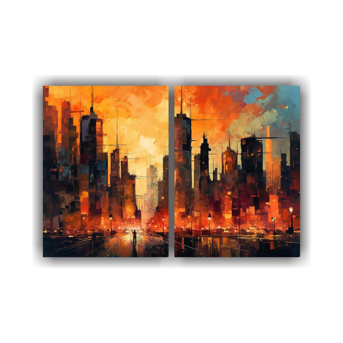 GENERICO - Pinturas Abstractas De La Ciudad Con Tonos 60x45 Cm