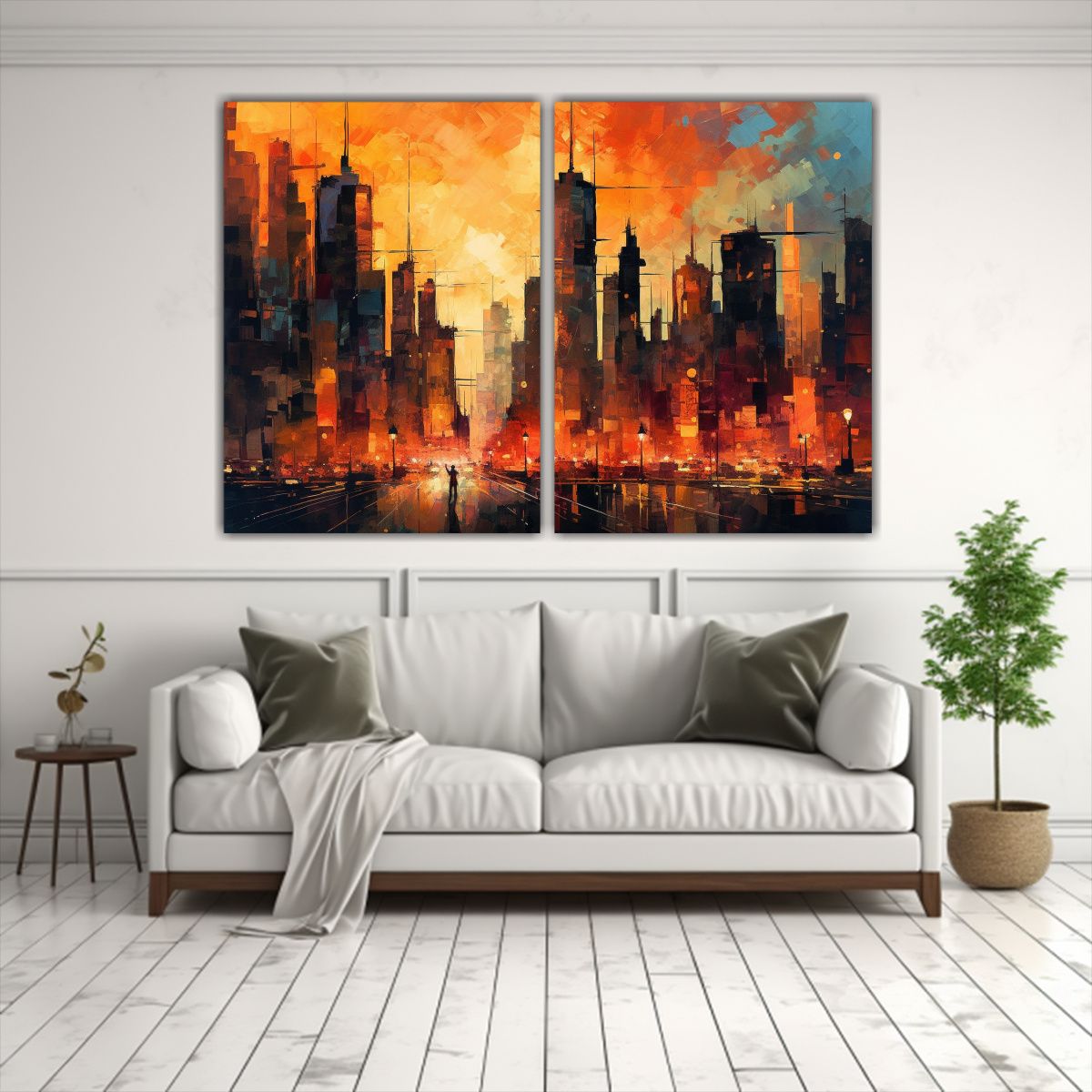 GENERICO - Pinturas Abstractas De La Ciudad Con Tonos 60x45 Cm