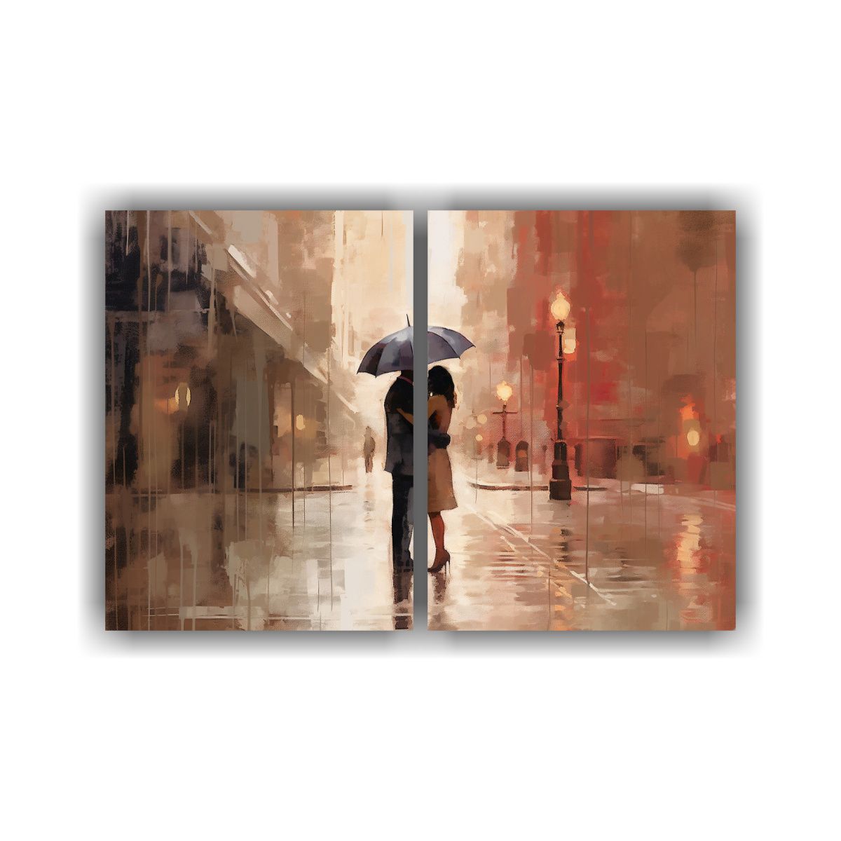 GENERICO - Pareja Bajo La Lluvia En Pintura De Jamie Lee 60x45 Cm