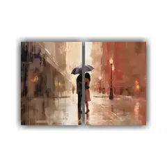 GENERICO - Pareja Bajo La Lluvia En Pintura De Jamie Lee 60x45 Cm