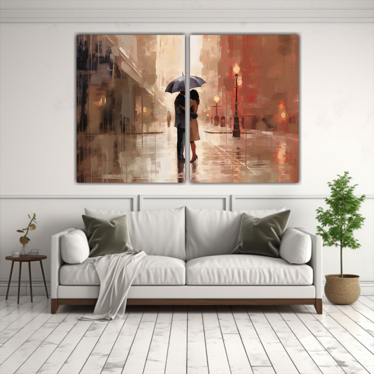 GENERICO - Pareja Bajo La Lluvia En Pintura De Jamie Lee 60x45 Cm