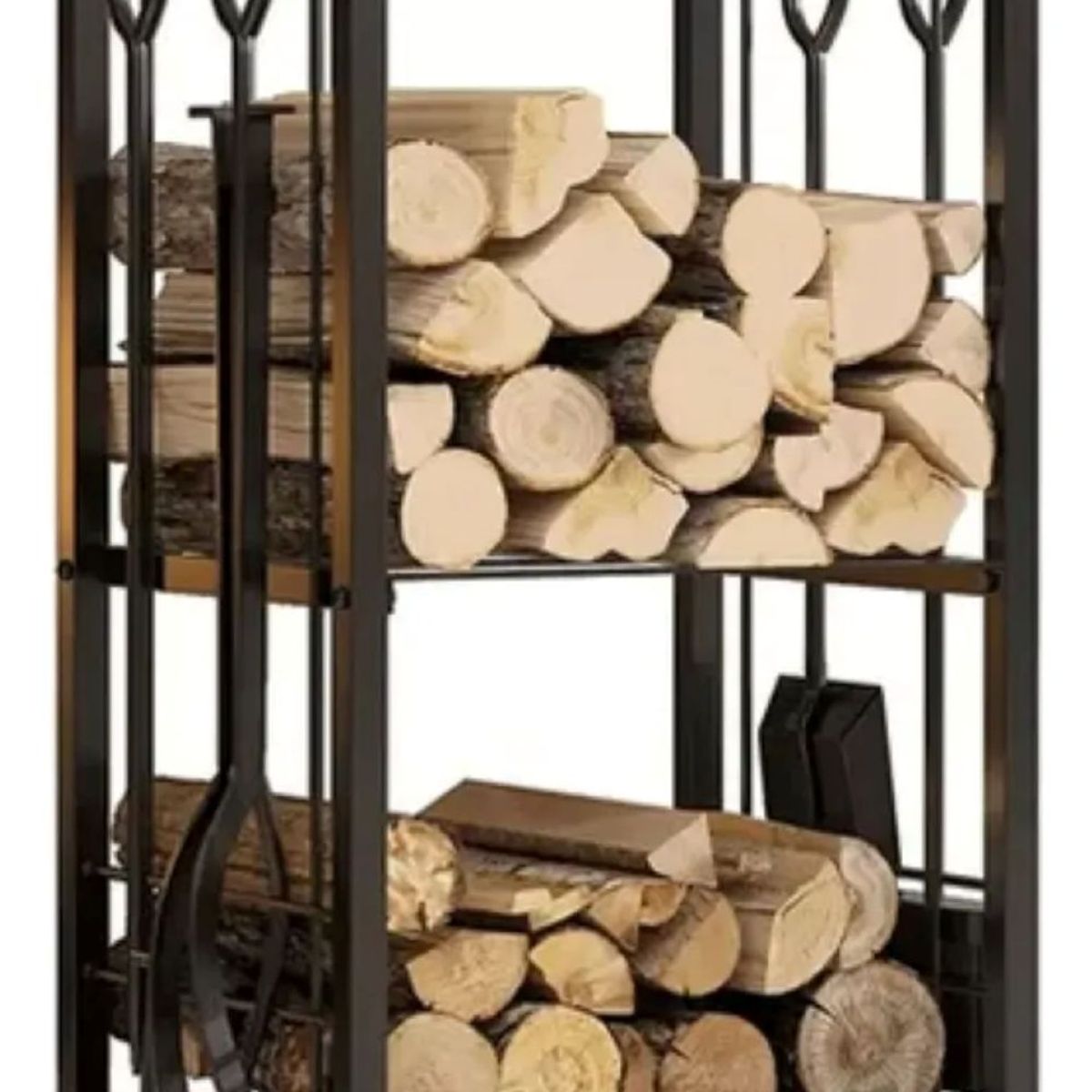 GENERICO - Leñero Doble Con Accesorios Para Chimenea