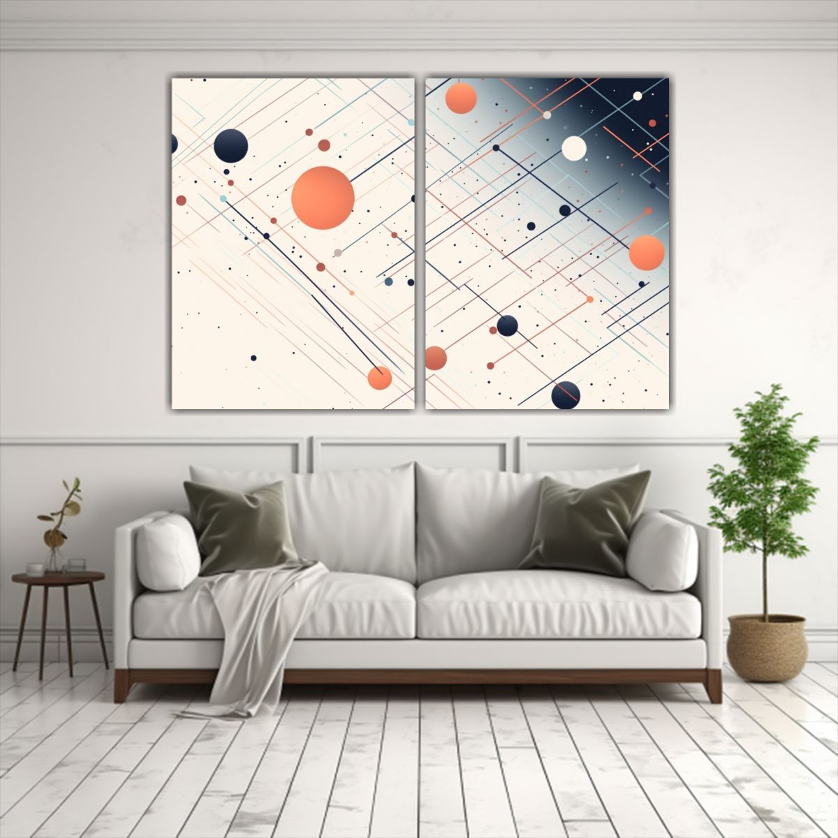 GENERICO - Pinturas Abstractas Con Líneas Y Puntos 60x40 Cm