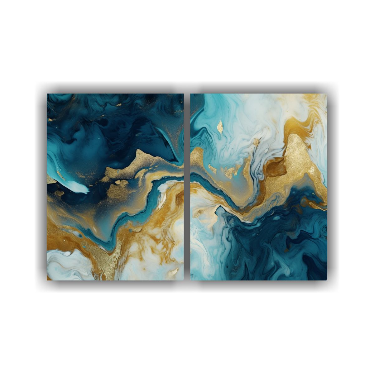 GENERICO - Pinturas Decorativas En Abstracto Azul Y Dorado 60x45 Cm