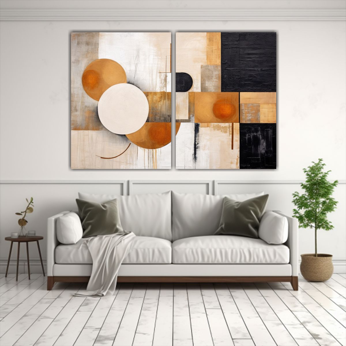 GENERICO - Pintura Abstracta Geométrica Con Textura 60x40 Cm