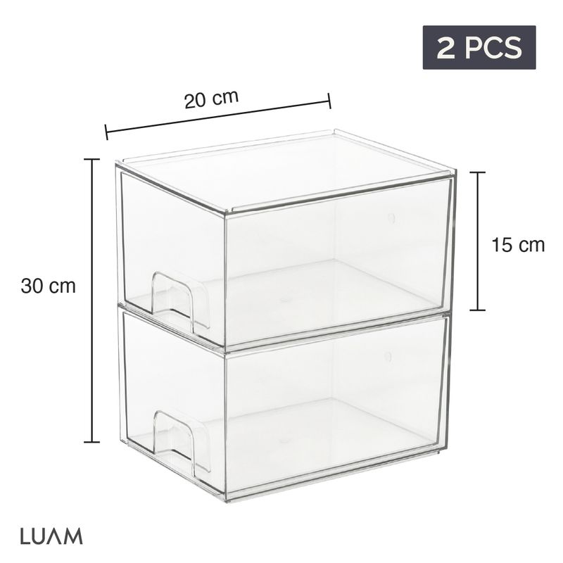 LUAM - Set 2 Cajones Almacenamiento Organizador 20 x 15 cm Luam