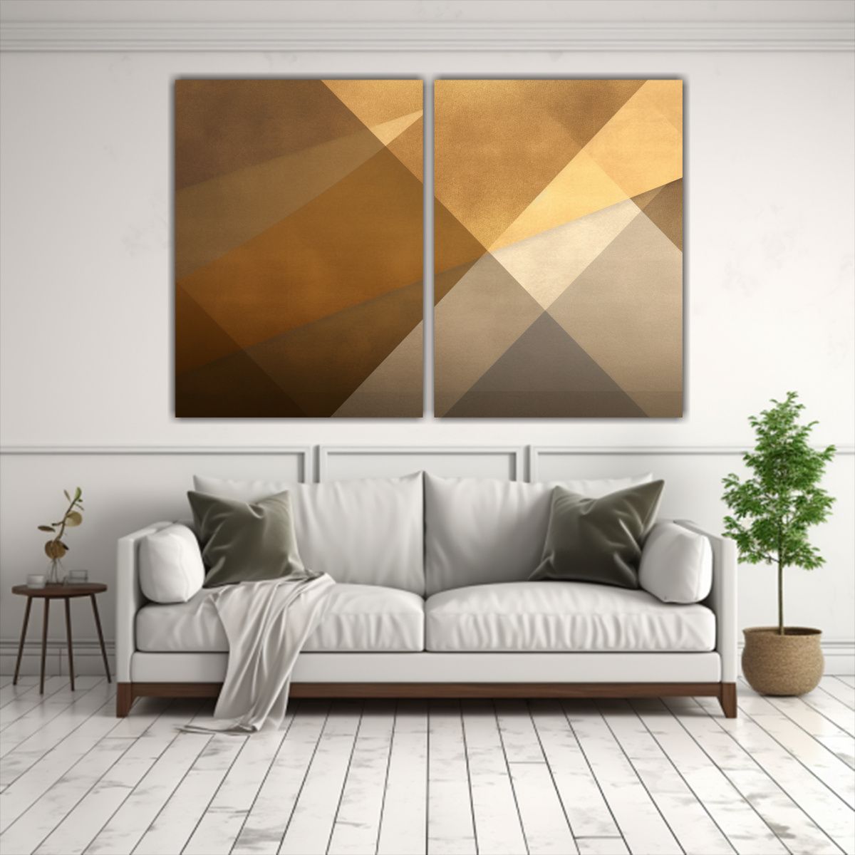 GENERICO - Arte De Pared Geométrico En Gold Y Beige Estilo 60x45 Cm