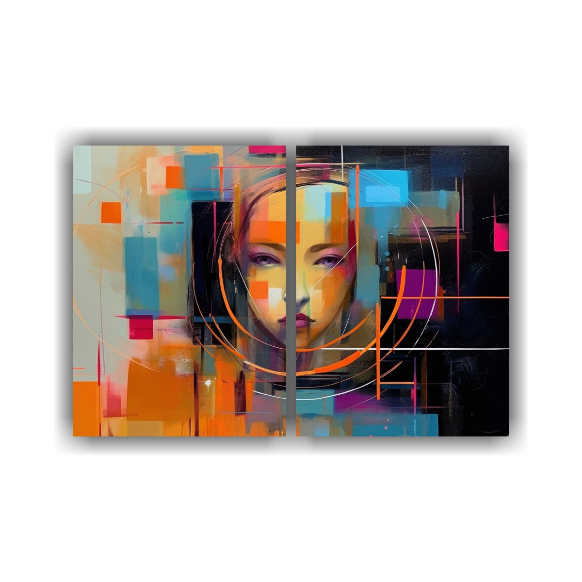 GENERICO - Cuadro Lienzo Mujer Abstracta Con Líneas 60x45 Cm