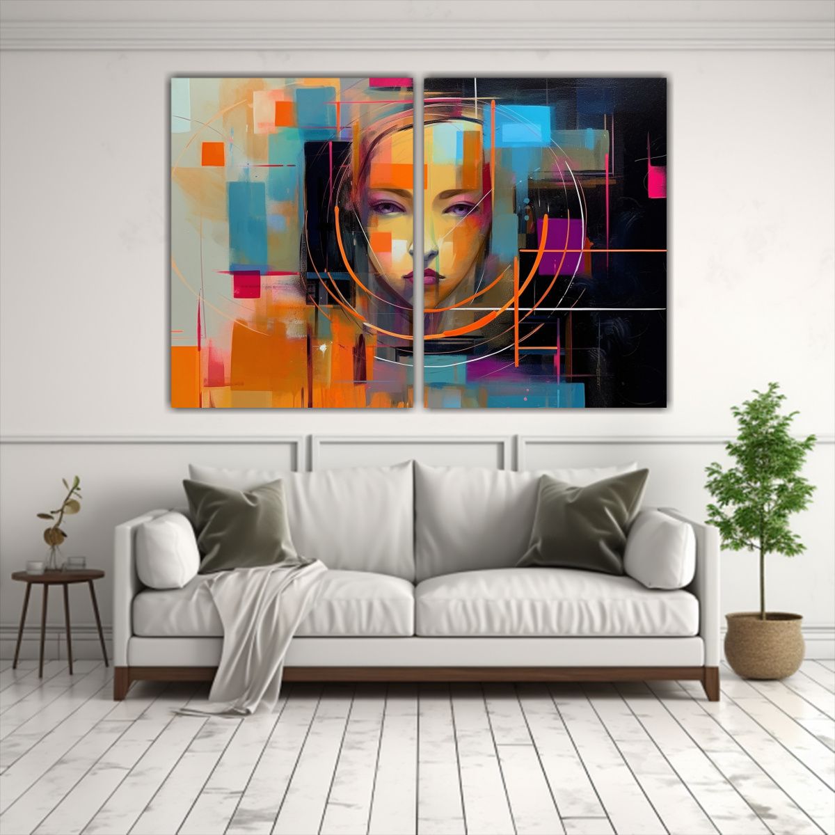 GENERICO - Cuadro Lienzo Mujer Abstracta Con Líneas 60x45 Cm