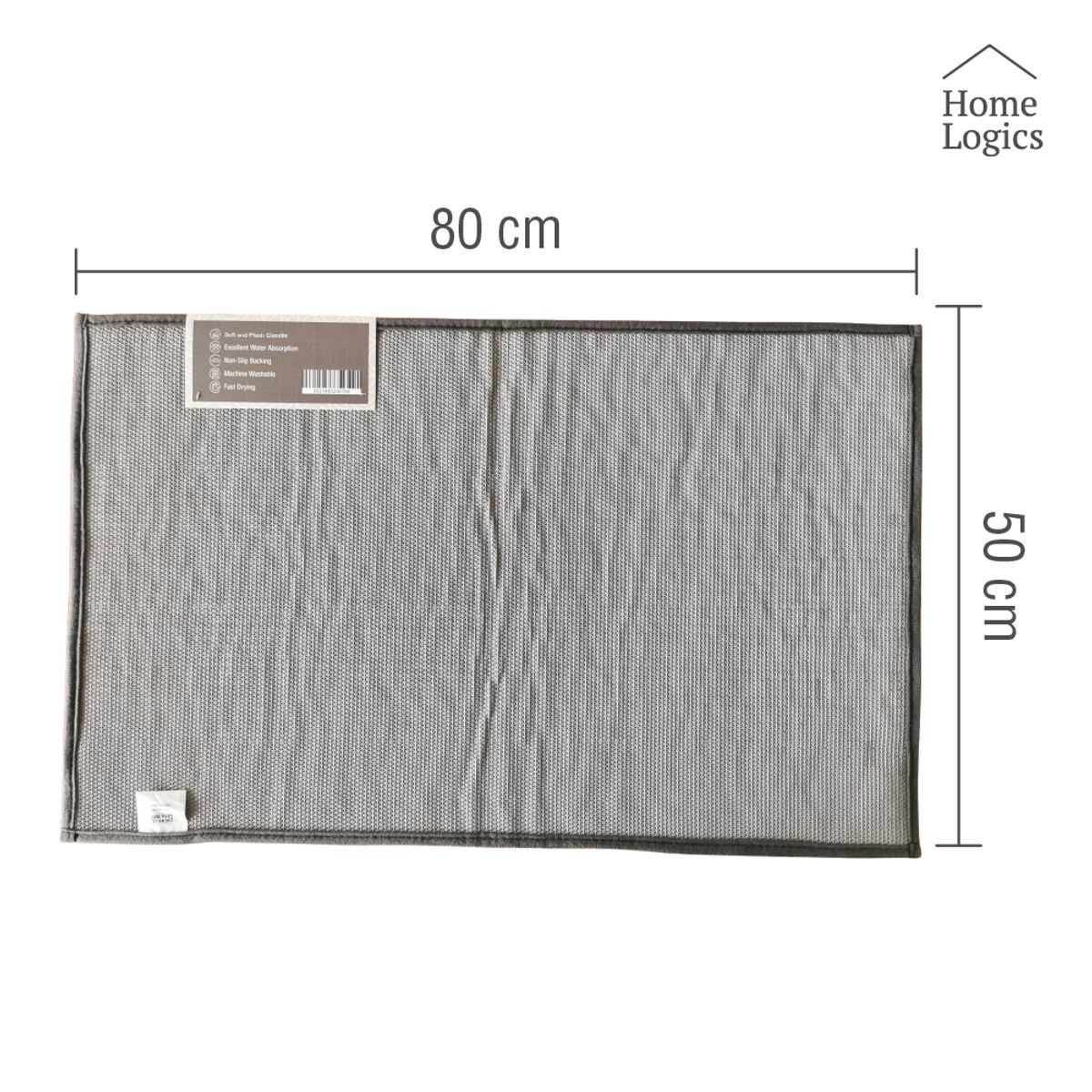 HOME LOGICS - Mat de Baño Chenille Dark Gray antideslizante Home Logics