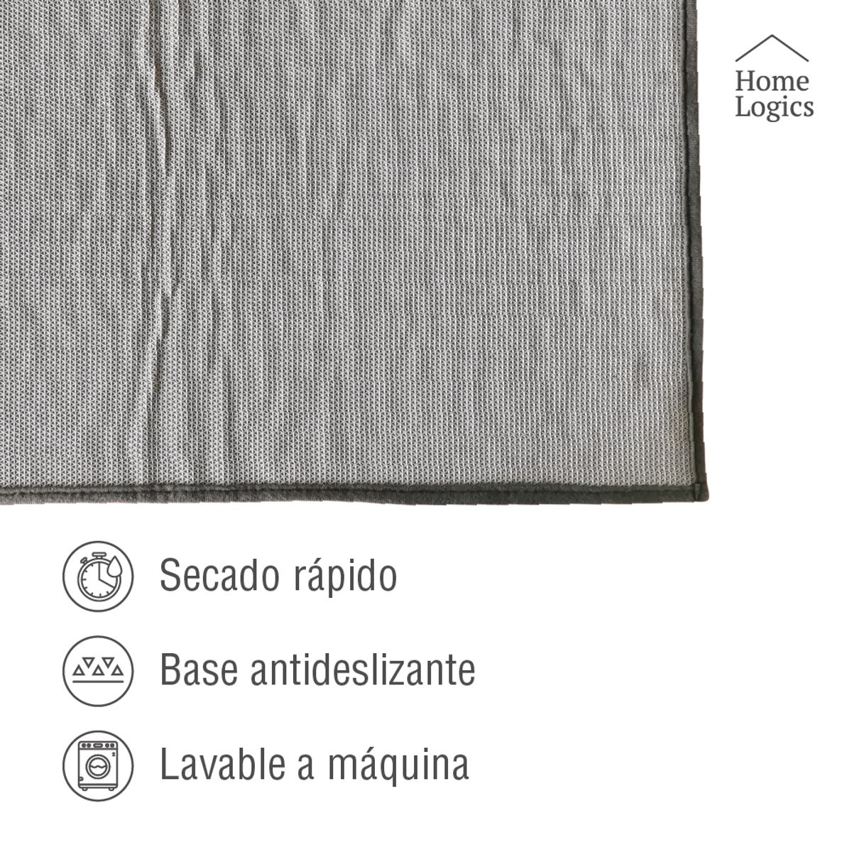 HOME LOGICS - Mat de Baño Chenille Dark Gray antideslizante Home Logics