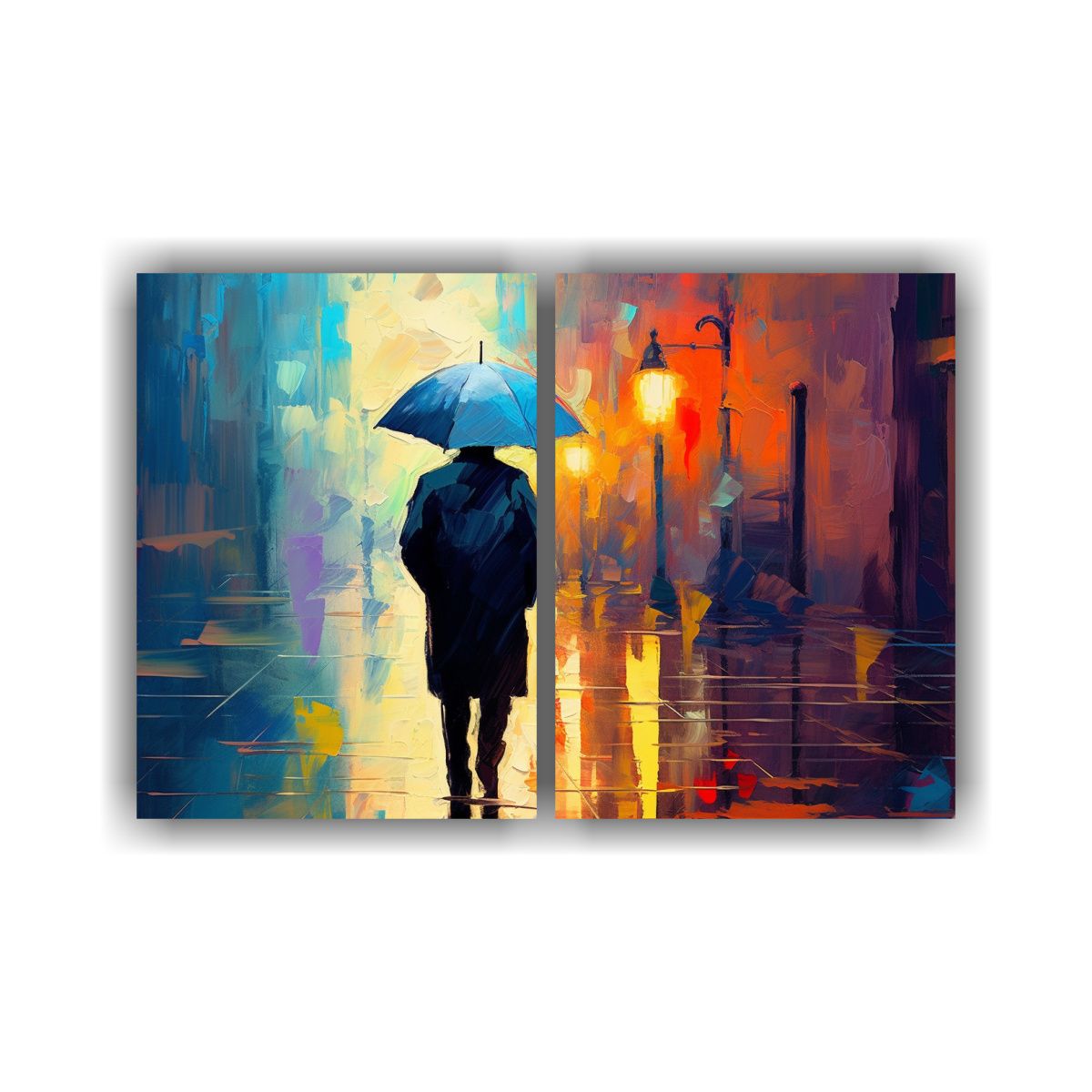 GENERICO - Cuadro Decorativo Hombre Anciano Con Paraguas 60x40 Cm