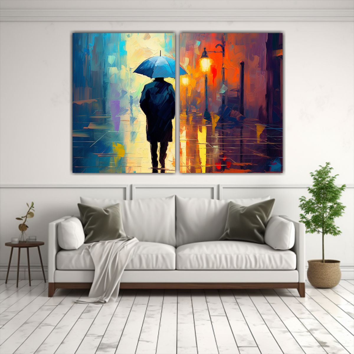 GENERICO - Cuadro Decorativo Hombre Anciano Con Paraguas 60x40 Cm