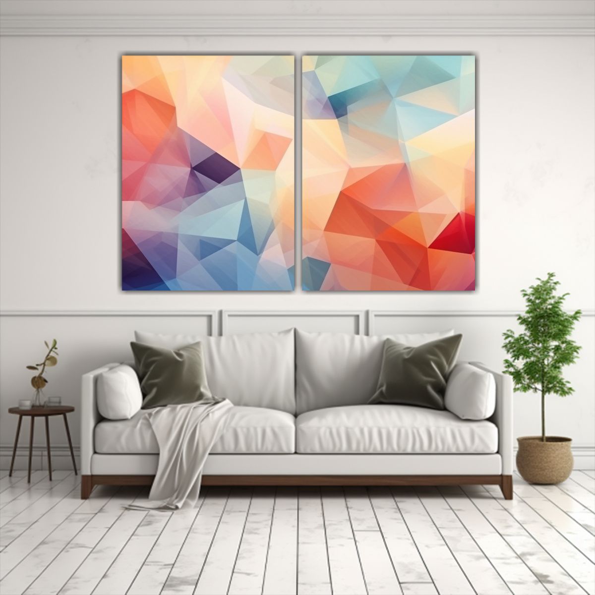 GENERICO - Cuadros Tela Geométricos Colores Pastel En 60x40 Cm