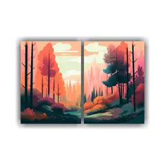 GENERICO - Cuadros Decorativos Coloridos Con Fondo De Bosque 60x45 Cm
