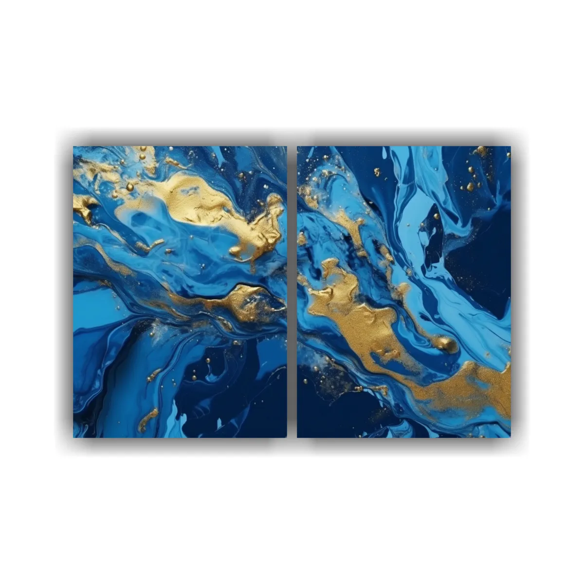 GENERICO - Composiciones Abstractas Azul Derramado En Fondo 60x40 Cm
