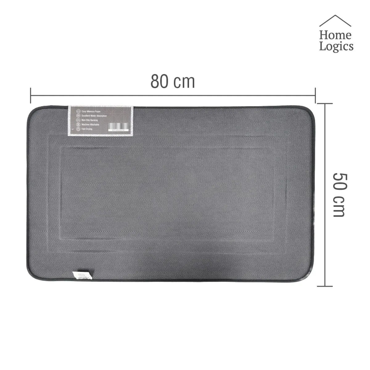 HOME LOGICS - Alfombra Baño Memory Foam Dark Grey 50 x 80 cm Home Logics 1 un