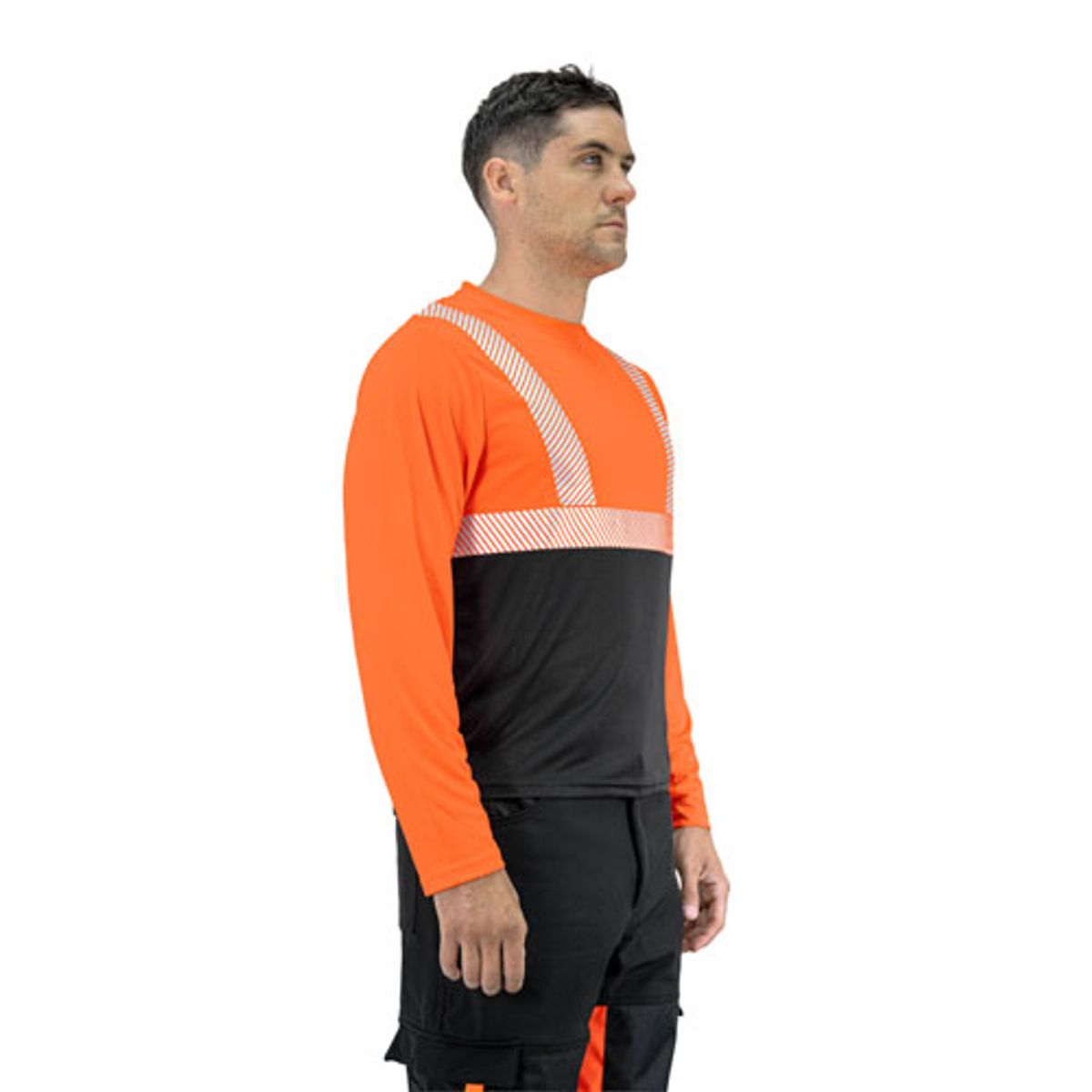 HARDWORK - Polera Reflectiva HW Naranjo Fluor Manga Larga