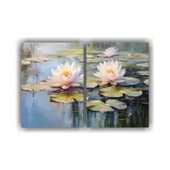 GENERICO - Pintura Al óleo De Lotos En Estanque Sereno 60x45 Cm