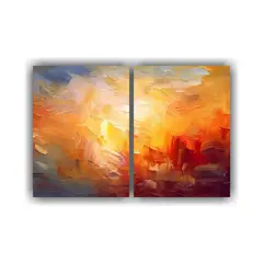 GENERICO - Cuadro Dibujo Lineal Noclaws Puesta Sol Arte 60x40 Cm