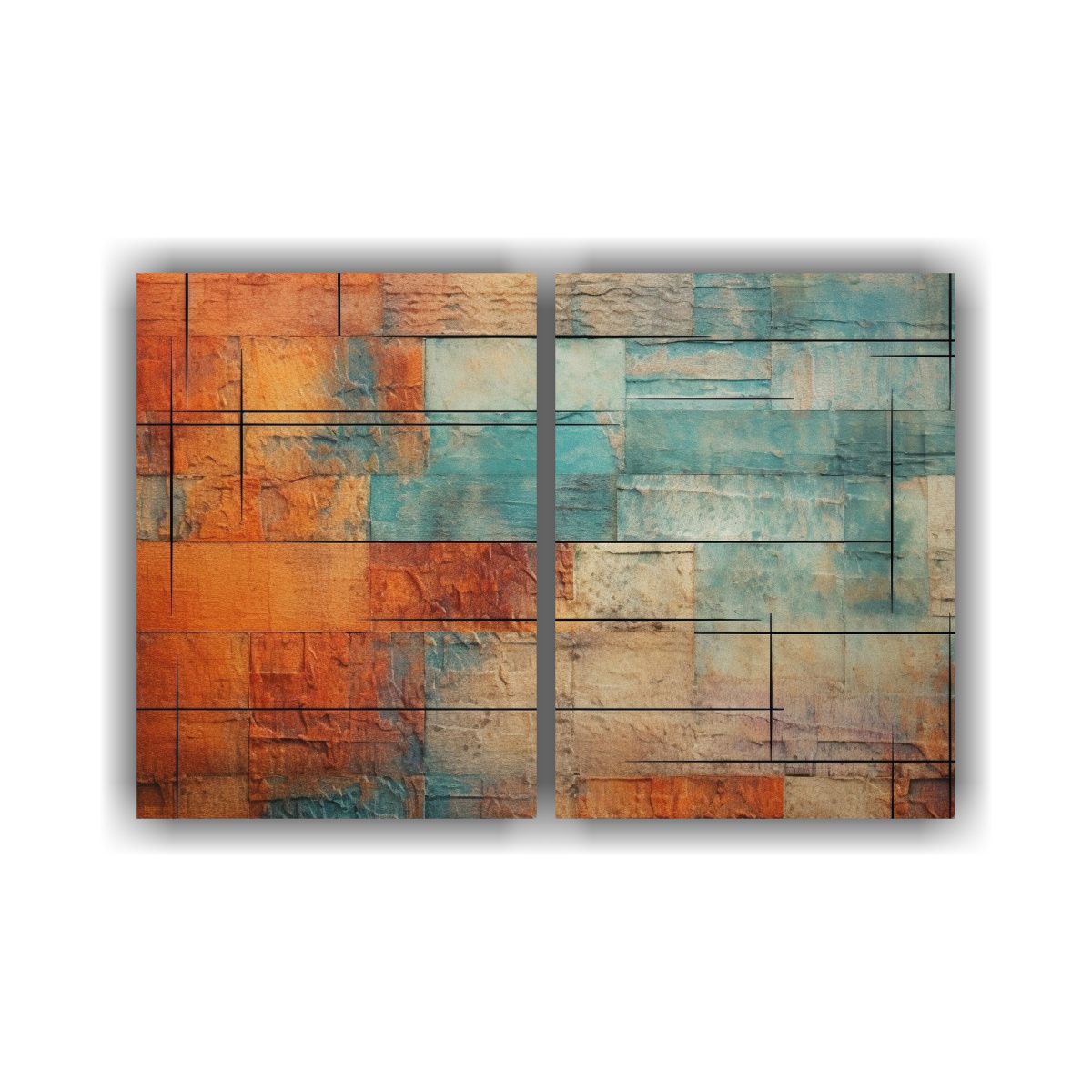 GENERICO - Pinturas Abstractas Con Mezcla De Texturas 60x45 Cm