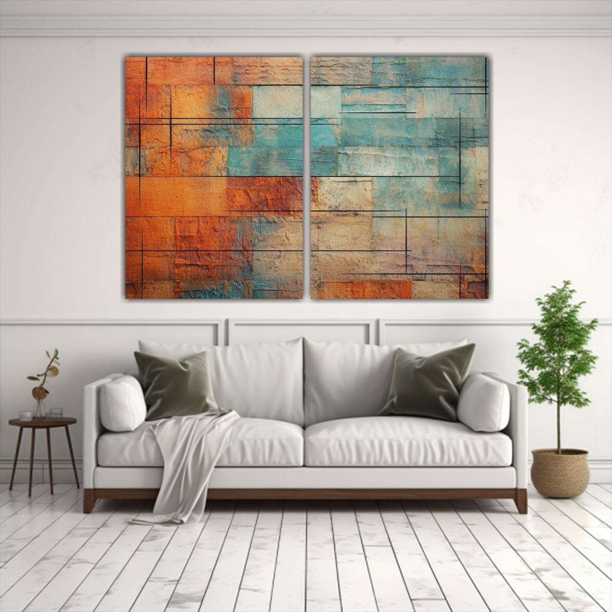 GENERICO - Pinturas Abstractas Con Mezcla De Texturas 60x45 Cm