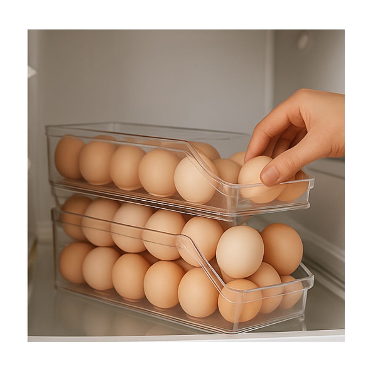 GENERICO - Pack 2 Bandeja Acrilico Refrigerador Huevos Multiuso