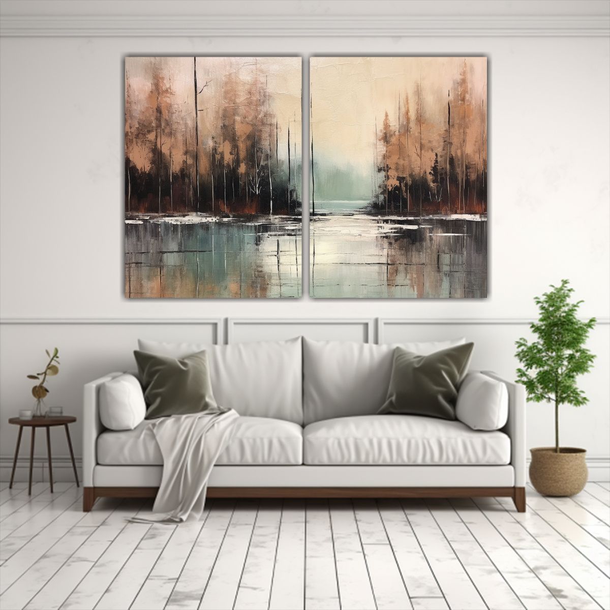 GENERICO - Pintura Neutra En Bastidor Dos Telas Concepto 60x45 Cm