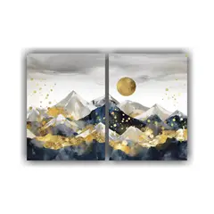 GENERICO - Pintura Inspirada En La Luna Dorada Con Picos De 60x45 Cm