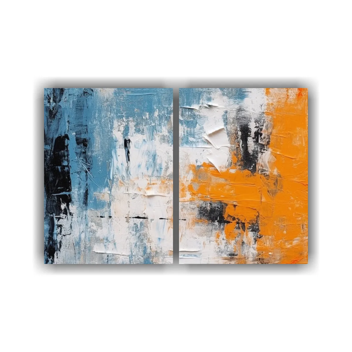 GENERICO - Cuadros Venta Abstracto Naranja Azul Minimalista 60x45 Cm