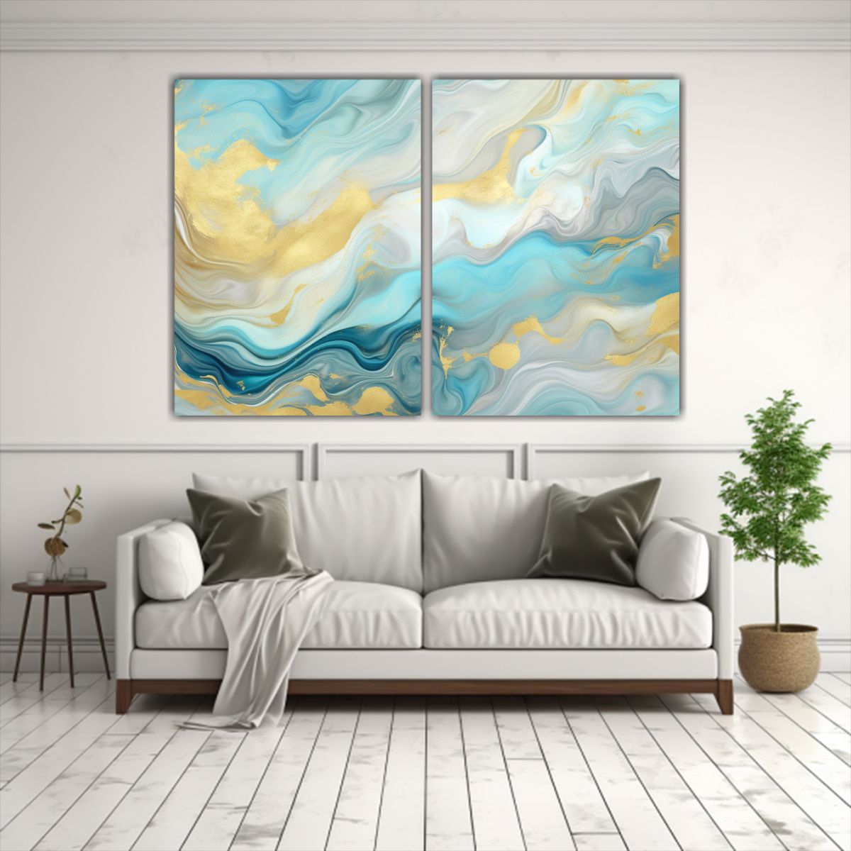 GENERICO - Cuadros Abstracción Espacio Textura Cremosa Azul 60x40 Cm