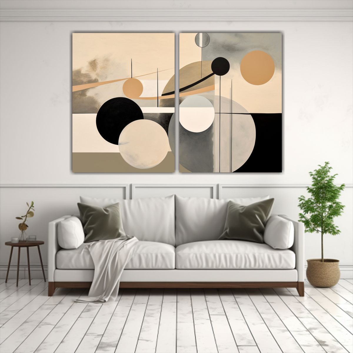 GENERICO - Pintura Abstracta De Círculos Y Formas En 60x40 Cm