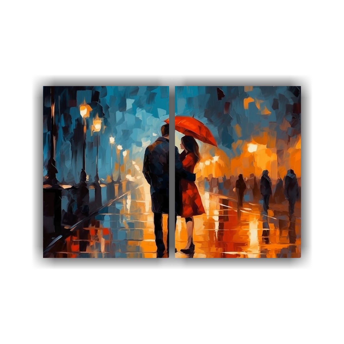 GENERICO - Pintura En Rojo Y Negro De Persona En Ciudad 60x40 Cm