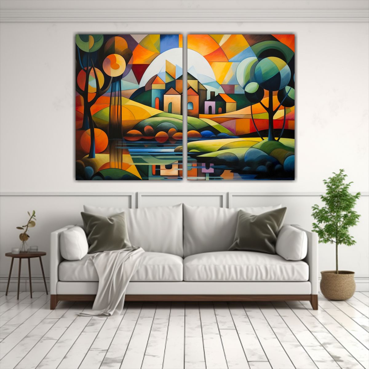 GENERICO - Paisaje Cubista Reinterpreta Naturaleza Con 60x40 Cm